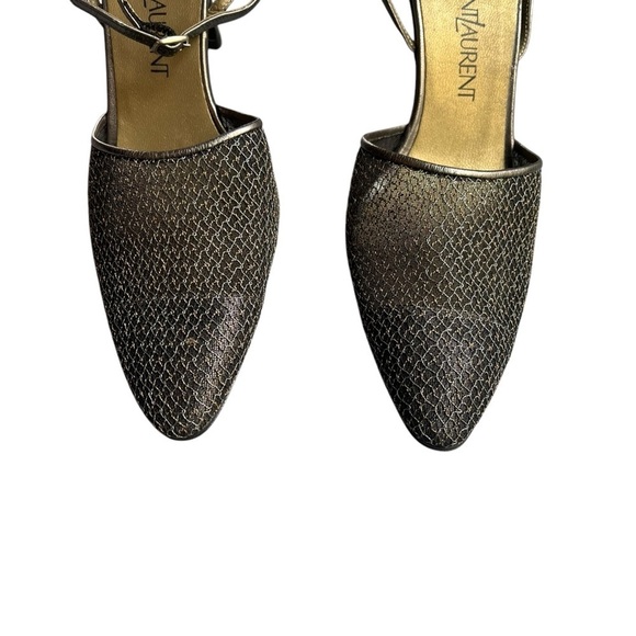 YVES SAINT LAURENT Vintage 90s Deadstock YSL Mesh Pointed Toe Slingback Heels - Picture 5 of 12